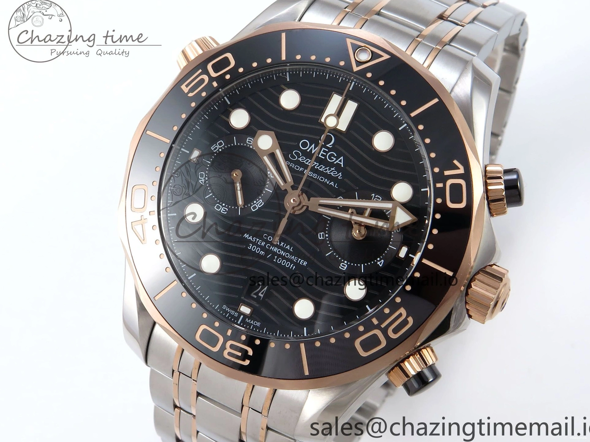 0507 Seamaster 300m Chrono SS YG OMF 1:1 Best Edition Blue Dial on SS YG Bracelet A Popular 7685